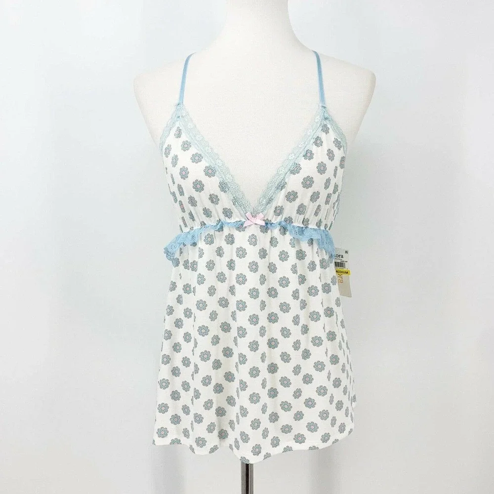 Flora Nikrooz Floral Lace Cami Racerback Sleepwear M‎ Coquette Romantic Feminine